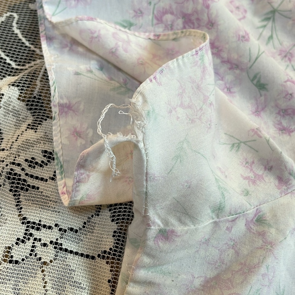 Vtg Lady Manhattan Nightgown Purple White Floral Snap Front Pocket - Picture 11 of 14